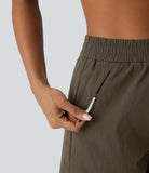 Water Repellent Mid High Waisted Multiple Pockets Ripstop Hiking Shorts 3.5'' - PURE-YOGA