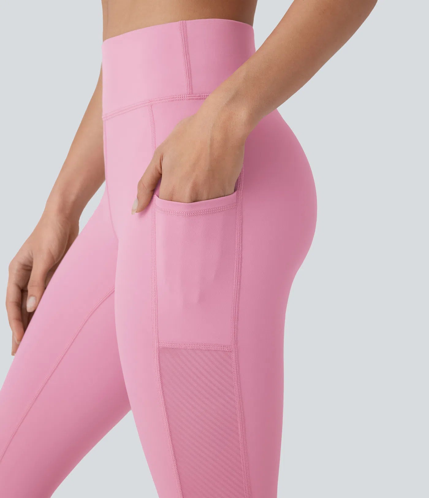 Softlyzero™ Plush High Waisted Side Pocket Contrast Mesh 7/8 Yoga Leggings - PURE-YOGA