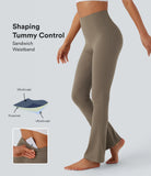 Pure-Yoga UltraSculpt™ SoCinched High Waisted Tummy Control Back Pocket Shaping Yoga Bootcut Leggings - PURE-YOGA