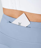 High Waisted Drawstring Multiple Pockets Curved Hem Yoga Shorts - PURE-YOGA
