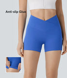 Softlyzero™ Crossover High Waisted Side Pocket Antislip Yoga Biker Shorts 3''-UPF50+ - PURE-YOGA