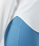 Round Neck Thumb Hole Curved Hem Hiking Sports Top - PURE-YOGA