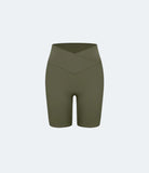 Softlyzero™ High Waisted Crossover Side Pocket Yoga Leak Protection Biker Shorts 7" - PURE-YOGA