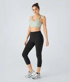 Pure-Yoga UltraSculpt™ High Waisted Front Pocket Ruched Butt Lifting Training Capri Leggings - PURE-YOGA