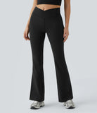 High Waisted Crossover Flare Yoga Leggings - PURE-YOGA