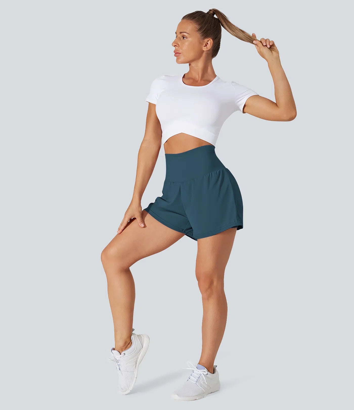 Super High Waisted Back Pocket & Side Hidden Pocket 2-in-1 Yoga Shorts 2.5" - PURE-YOGA