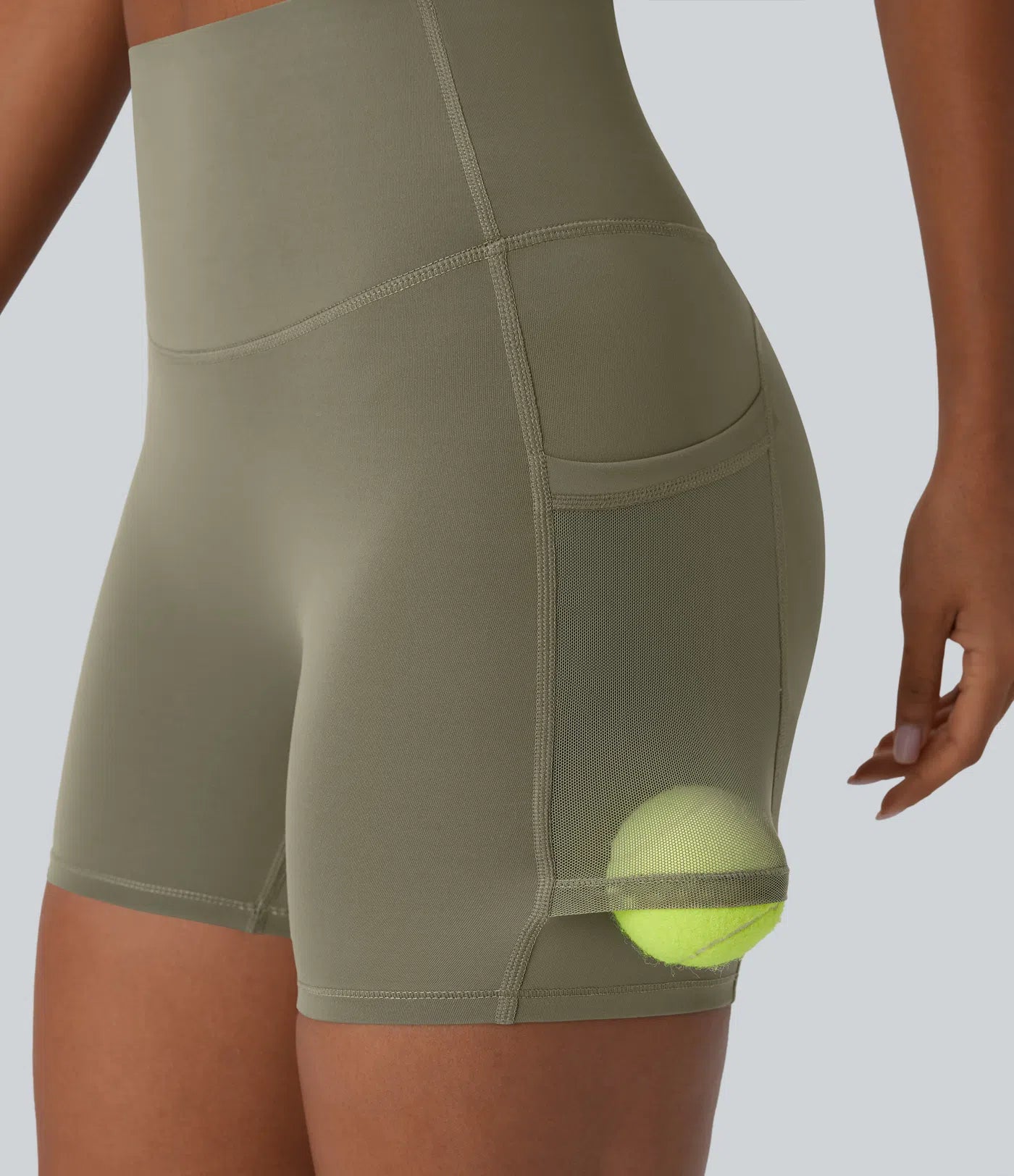 SpeedWave™ SoCinched High Waisted Tummy Control Butt Lifting Side Pocket Contrast Mesh Quick Dry Workout Biker Shorts 5'' - PURE-YOGA