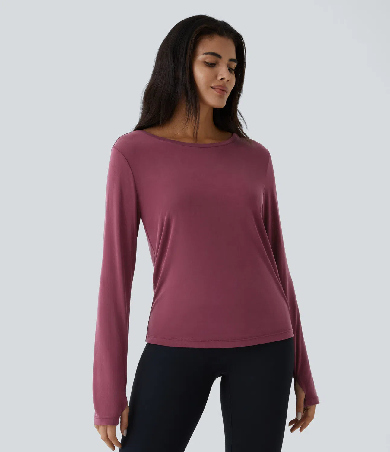 Backless Crisscross Cut Out Thumb Hole Yoga Sports Top - PURE-YOGA