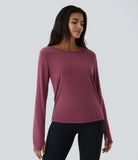 Backless Crisscross Cut Out Thumb Hole Yoga Sports Top - PURE-YOGA
