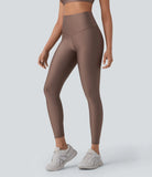 SoCinched High Waisted Tummy Control Reflective Line Back Pocket Sheen Running Leggings - PURE-YOGA