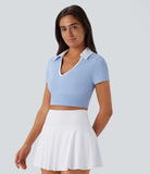 Softlyzero™ QuickDry Color Block Collared Cropped Tennis Sports Top - PURE-YOGA