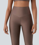 SoCinched High Waisted Tummy Control Reflective Line Back Pocket Sheen Running Leggings - PURE-YOGA