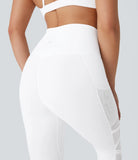 SpeedWave™ High Waisted Side Pocket Contrast Mesh Quick Dry 7/8 Yoga Leggings - PURE-YOGA
