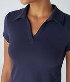 Softlyzero™ Polo Collar V Neck Short Sleeve Golf Sports Top-UPF50+ - PURE-YOGA