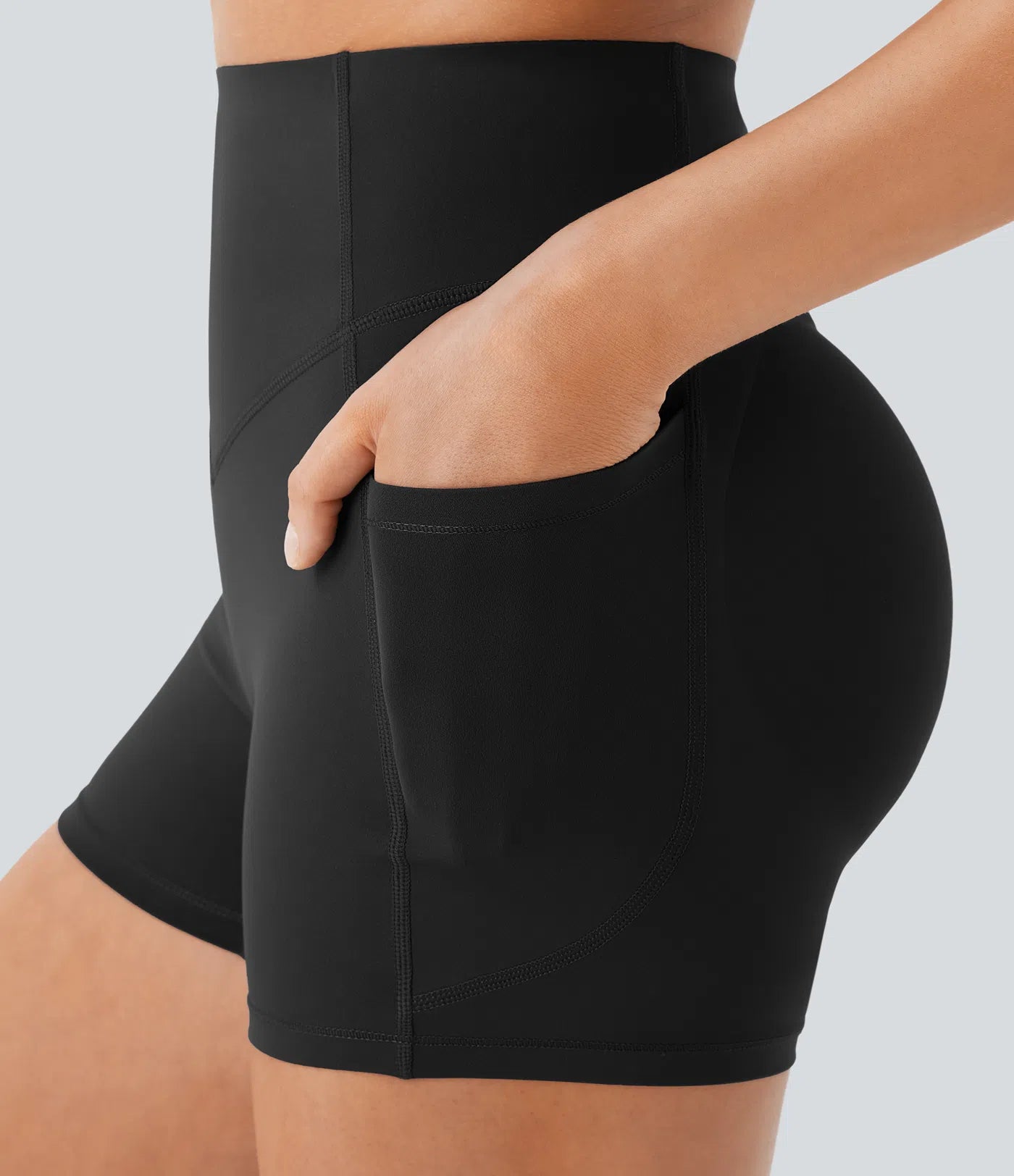 SoCinched High Waisted Scrunch Butt Lifting Tummy Control Side Pocket Shaping Workout UltraSculpt Biker Shorts 3'' - PURE-YOGA