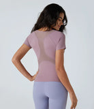Softlyzero™ Airy Raglan Sleeve Contrast Mesh Skinny Cool Touch Workout Sports Top - PURE-YOGA