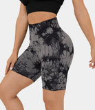 Seamless Flow High Waisted Ruched Tie Dye Yoga Biker Shorts - PURE-YOGA