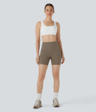PURE-YOGA UltraSculpt™ SoCinched High Waisted Butt Lifting Tummy Control Side Pocket Shaping Training Biker Shorts 5'' - PURE-YOGA