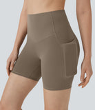 PURE-YOGA UltraSculpt™ SoCinched High Waisted Butt Lifting Tummy Control Side Pocket Shaping Training Biker Shorts 5'' - PURE-YOGA
