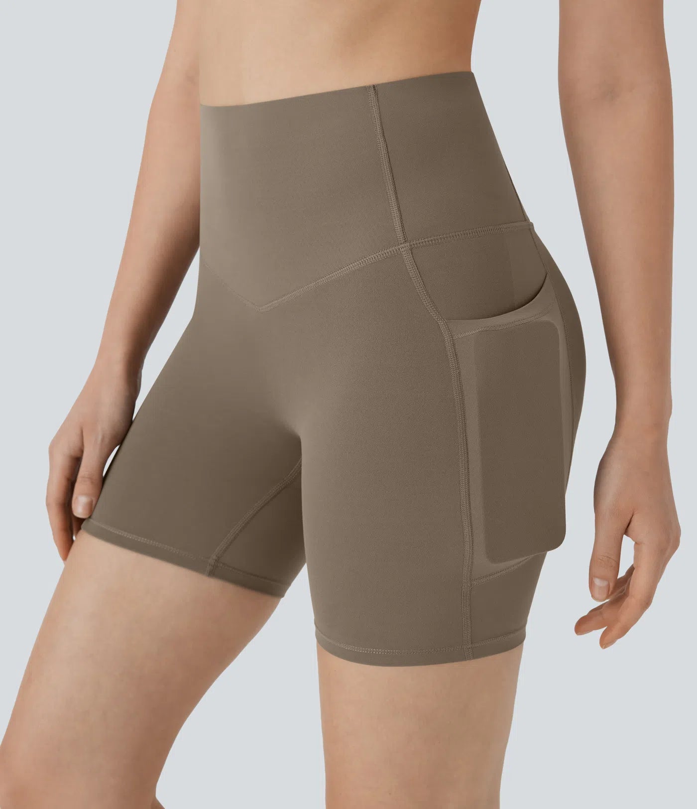PURE-YOGA UltraSculpt™ SoCinched High Waisted Butt Lifting Tummy Control Side Pocket Shaping Training Biker Shorts 5'' - PURE-YOGA
