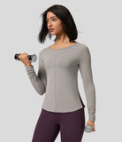 Softlyzero™ Backless Twisted Long Sleeve Split Yoga Sports Top - PURE-YOGA