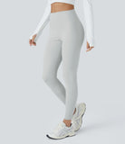 SoCinched High Waisted Tummy Control Back Pocket Hollow 7/8 Shaping Pilates Leggings - PURE-YOGA