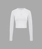 Softlyzero™ Plush Half Zip Long Sleeve Thumb Hole Cropped Golf Sports Top - PURE-YOGA
