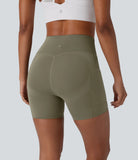 SpeedWave™ SoCinched High Waisted Tummy Control Butt Lifting Side Pocket Contrast Mesh Quick Dry Workout Biker Shorts 5'' - PURE-YOGA