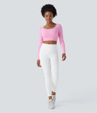 Softlyzero™ Plush Long Sleeve Adjustable Buckle Cropped Yoga Sports Top - PURE-YOGA