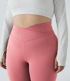 Crossover High Waisted Back Pocket Plus Size Super Flare Leggings - PURE-YOGA