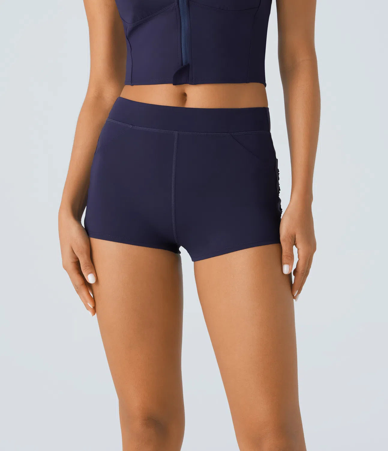 SpeedWave™ Mid Rise Back Side Pocket Ruched Quick Dry Workout Shorts - PURE-YOGA