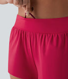 Softlyzero™ Airy Low Rise Inside Drawstring Back Pocket & Side Hidden Pocket 2-in-1 Cool Touch Yoga Shorts - PURE-YOGA
