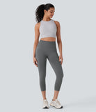Seamless Flow High Waisted Tummy Control Butt Lifting Capri Yoga Leggings - PURE-YOGA