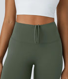 Mid Rise Drawstring Ruched 7/8 Yoga Leggings - PURE-YOGA