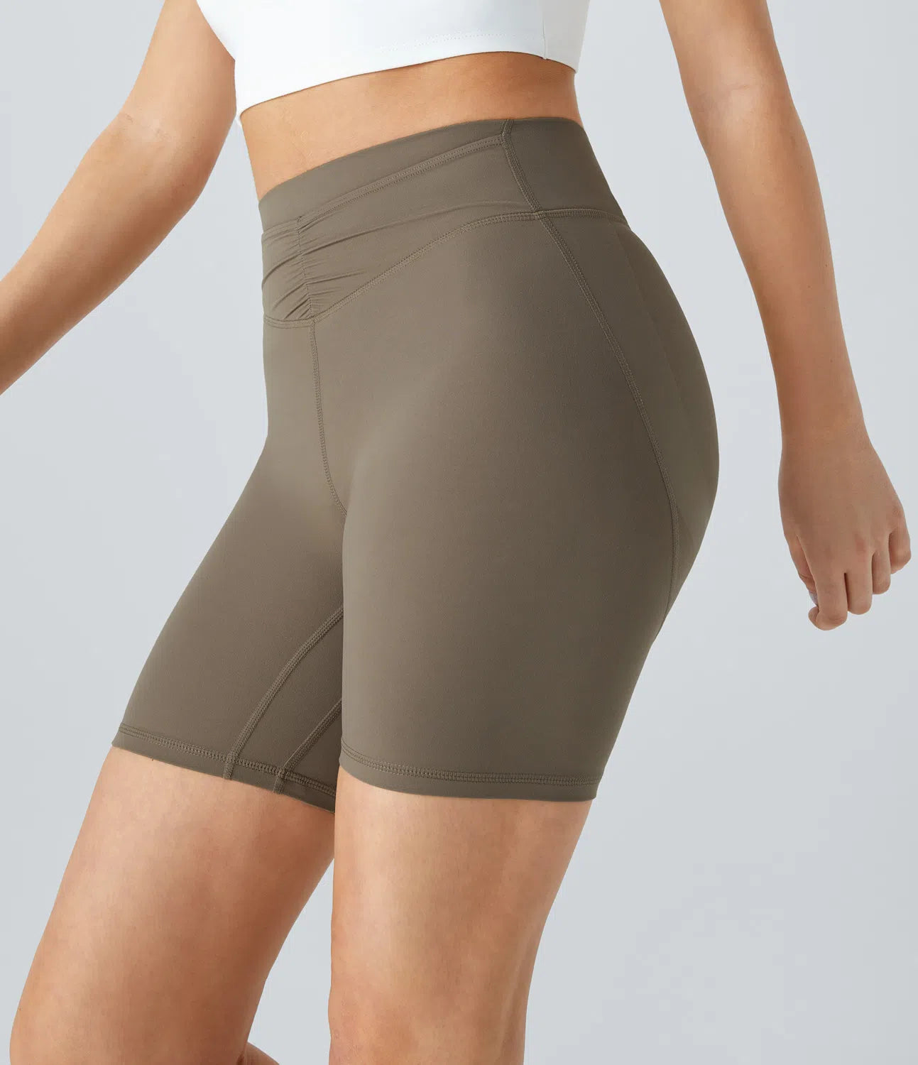 Pure-Yoga UltraSculpt™ High Waisted Front Pocket Ruched Butt Lifting Training Biker Shorts 7'' - PURE-YOGA