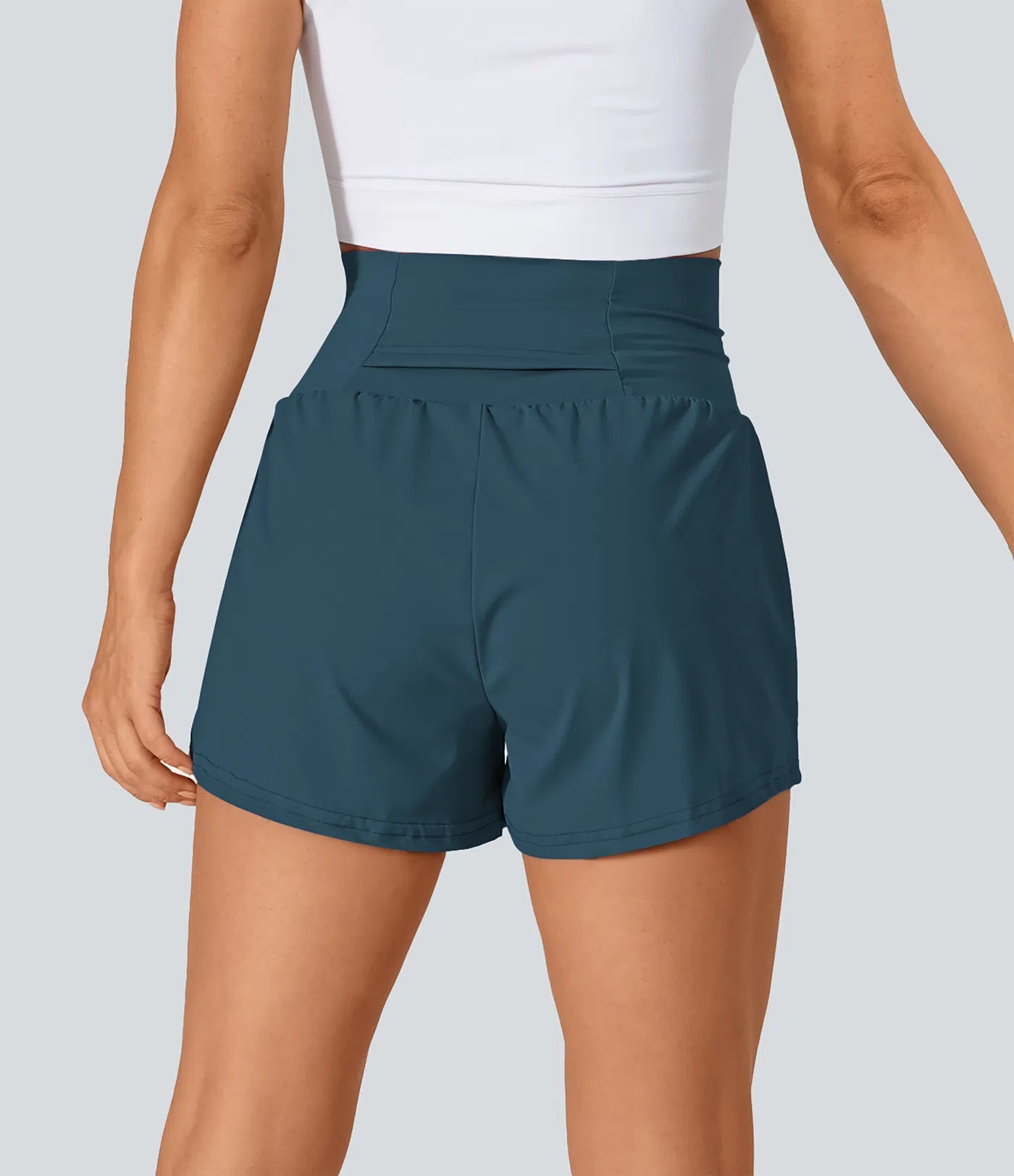 Super High Waisted Back Pocket & Side Hidden Pocket 2-in-1 Yoga Shorts 2.5" - PURE-YOGA