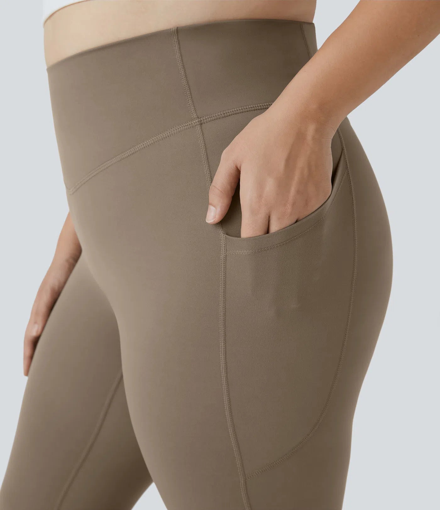 Pure-Yoga UltraSculpt™ High Waisted Side Pocket Plus Size Shaping Training Capri Leggings - PURE-YOGA