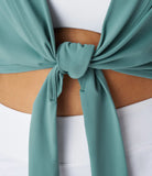 Softlyzero™ Airy Cut Out Thumb Hole Tie Front Cool Touch Yoga Sports Top-UPF50+ - PURE-YOGA