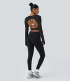 Softlyzero™ Plush Square Neck Backless Long Sleeve Thumb Hole Cropped Yoga Sports Top - PURE-YOGA