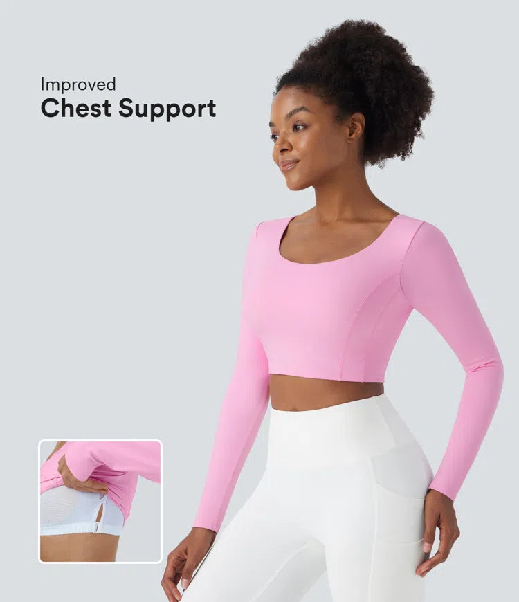 Softlyzero™ Plush Long Sleeve Adjustable Buckle Cropped Yoga Sports Top - PURE-YOGA