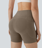 PURE-YOGA UltraSculpt™ SoCinched High Waisted Butt Lifting Tummy Control Side Pocket Shaping Training Biker Shorts 5'' - PURE-YOGA