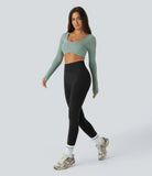 Seamless Flow Mid Rise Tummy Control Butt Lifting 7/8 Yoga Leggings - PURE-YOGA