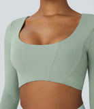 Softlyzero™ U Neck Long Sleeve Cropped Yoga Sports Top - PURE-YOGA