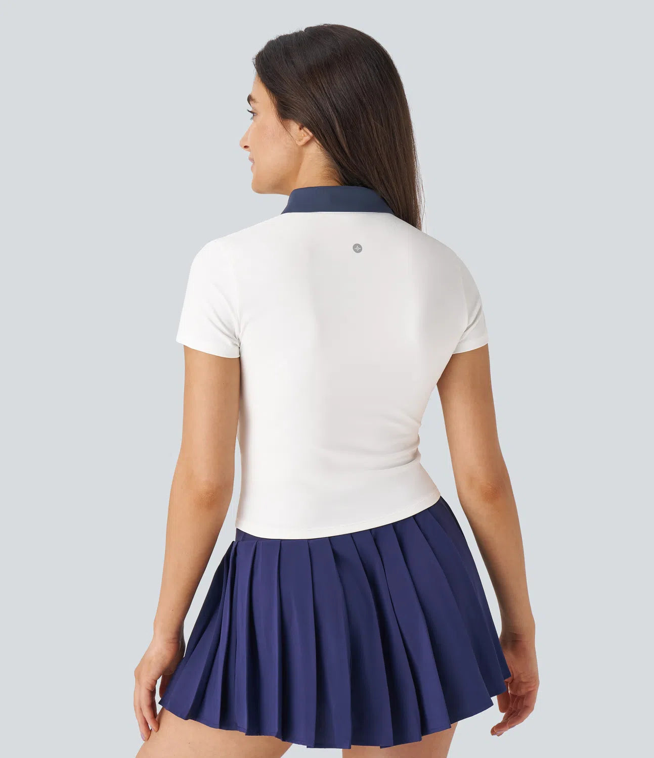 Polo Collar Half Zip Short Sleeve Tennis Sports Top - PURE-YOGA