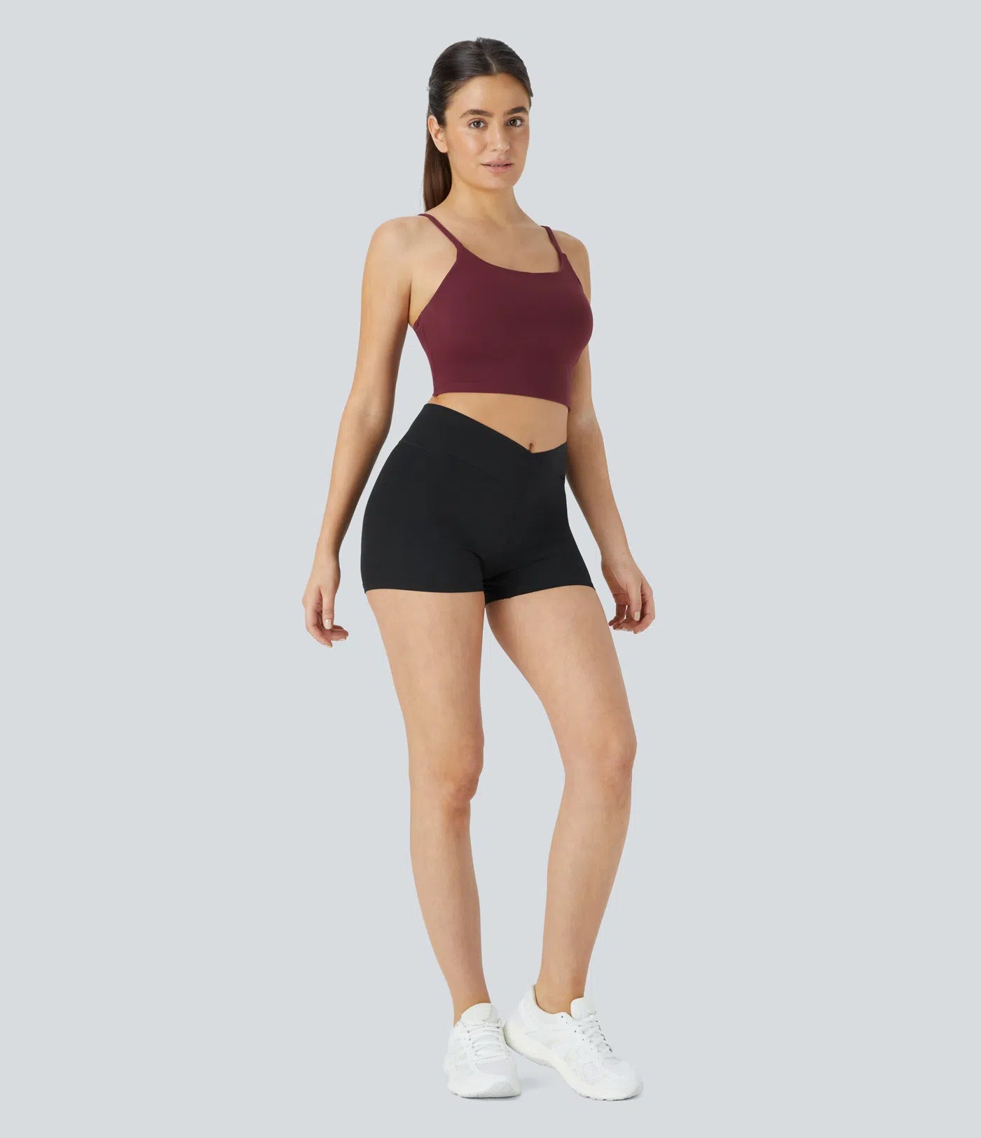 Softlyzero™ High Waisted Crossover Plain Yoga Biker Shorts 3''-UPF50+ - PURE-YOGA