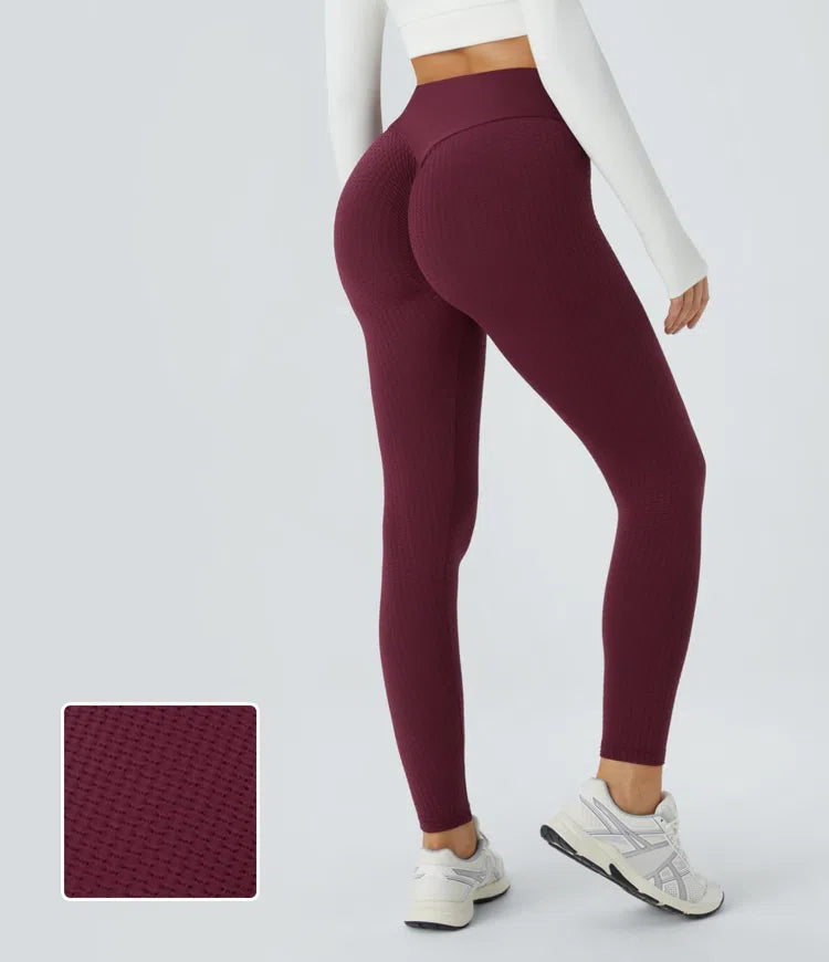 Seamless Flow High Waisted Jacquard Butt Lifting Leggings - PURE-YOGA