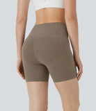 PURE-YOGA UltraSculpt™ SoCinched High Waisted Butt Lifting Tummy Control Side Pocket Shaping Training Biker Shorts 5'' - PURE-YOGA