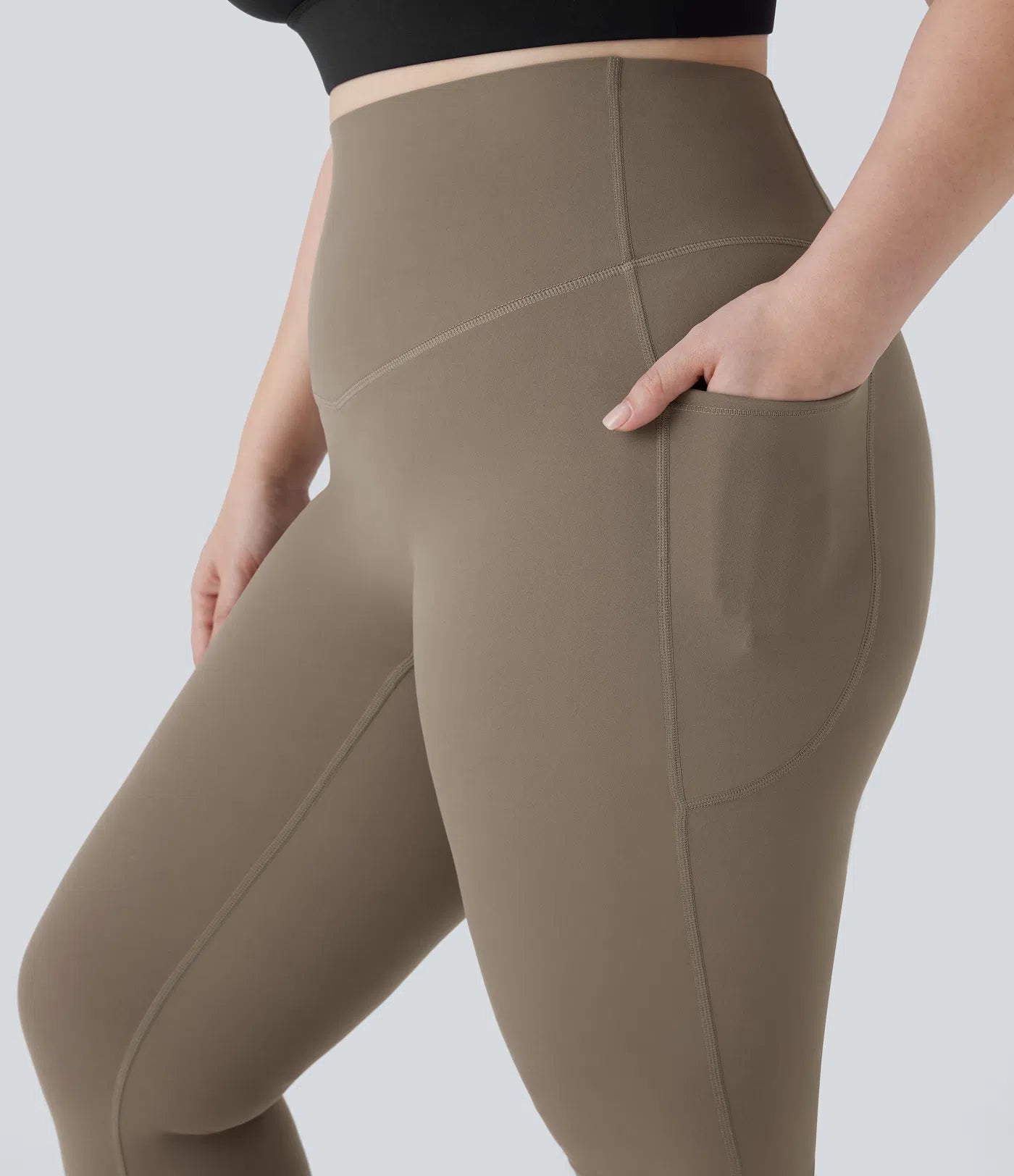 SoCinched High Waisted Tummy Control Side Pocket Shaping Yoga UltraSculpt Bootcut Plus Size Leggings - PURE-YOGA
