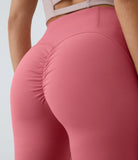 High Waisted Crossover Back Pocket Ruched Butt Lifting Super Flare Yoga Leggings - PURE-YOGA