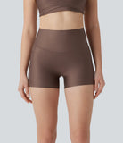 SoCinched High Waisted Tummy Control Side Pocket Sheen Running Biker Shorts 3'' - PURE-YOGA